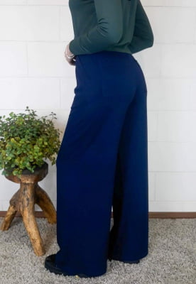 Pantalona Bea Abdalla Com Bolsos Azul Marinho