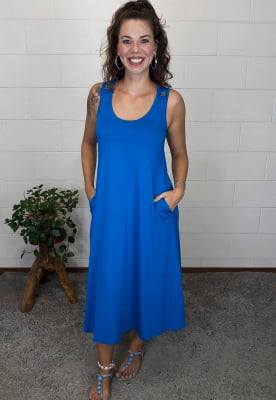 Vestido Bea Abdalla Mid Evasê  Azul Turquesa