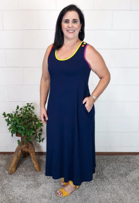 Vestido Bea Abdalla Midi Azul Marinho